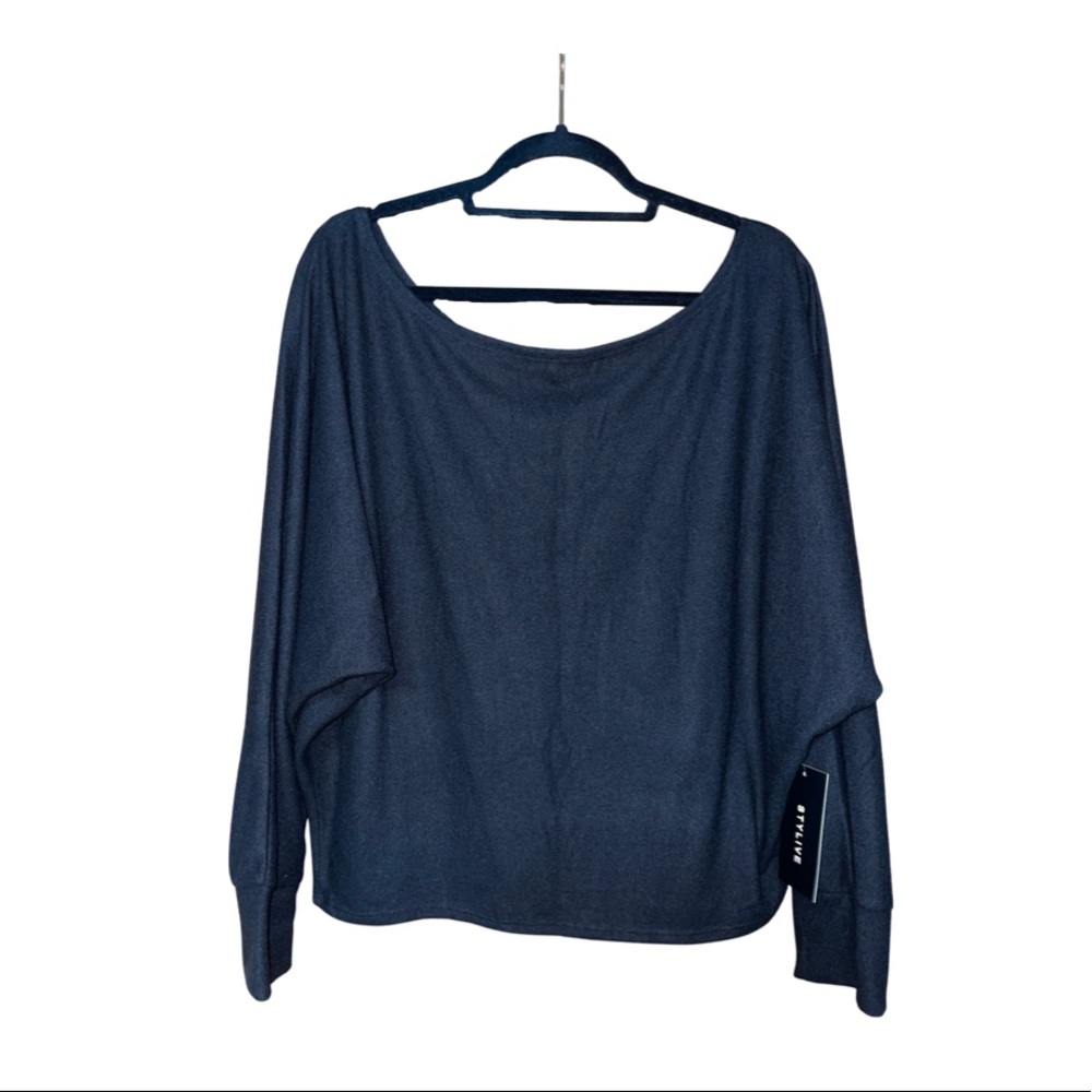NWT Plus Brushed One Side Shoulder Top- Black - Size 2X
